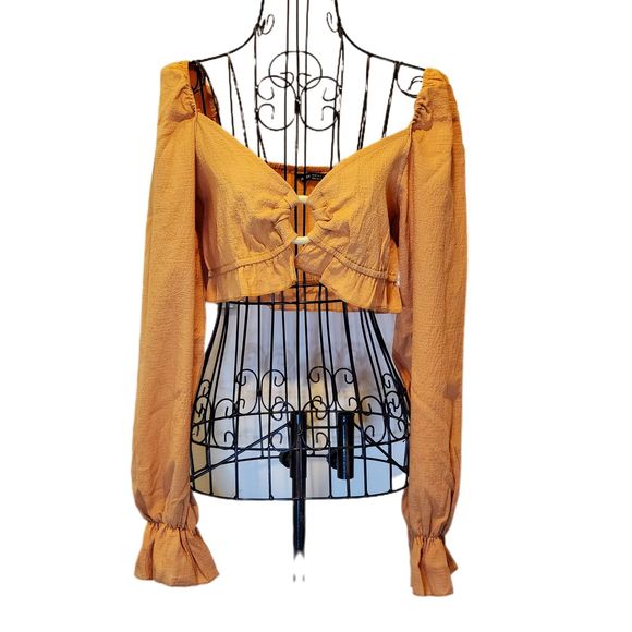 SHEIN Tops - Shein | NWT! Burnt Orange Long Bell Sleeved Crop Top Size 6